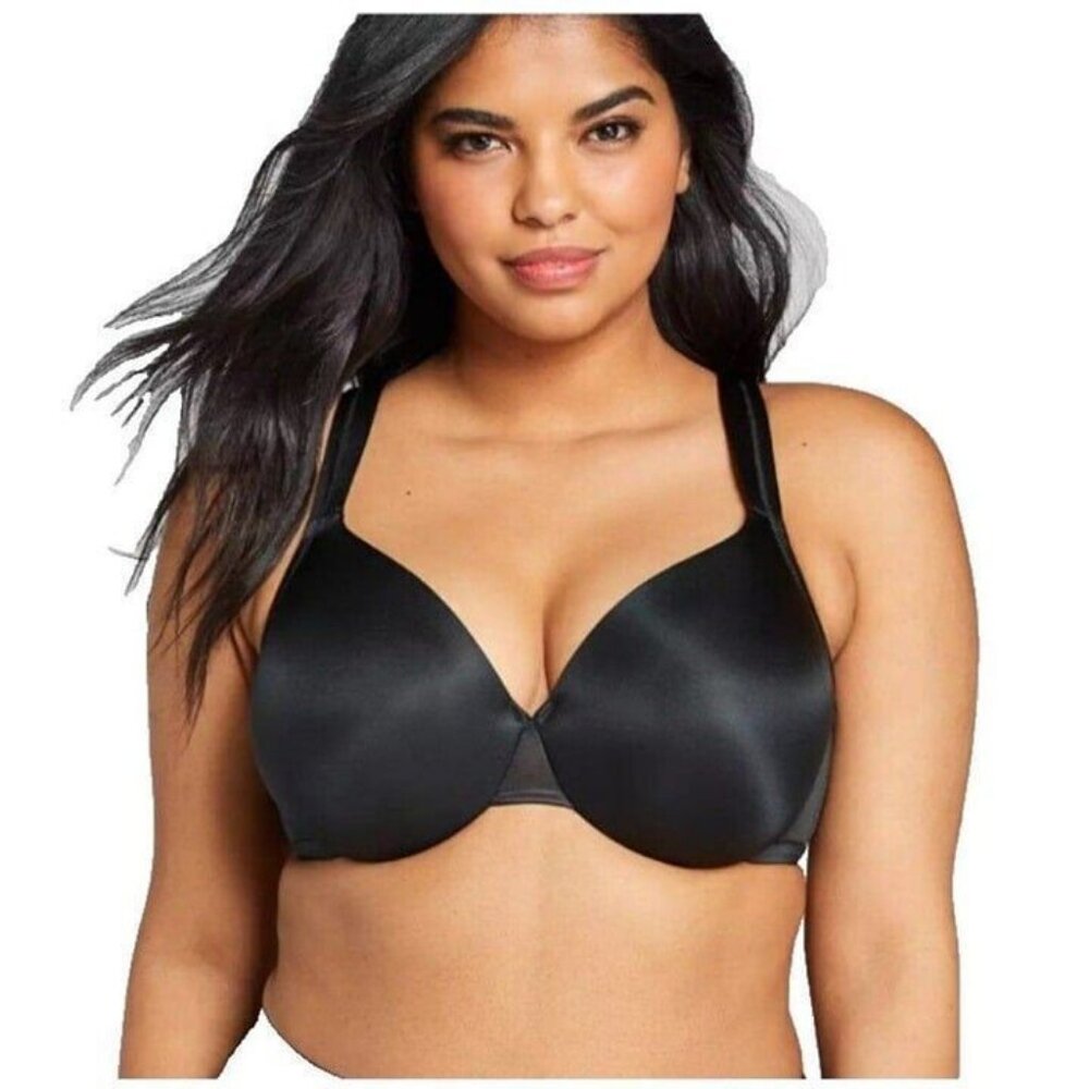 Cacique Lane Bryant Womens Bra Smooth Satin Full Coverage U/W Size 40G Black